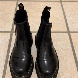 Dr Martin Black Leather Boots with Yellow Stitching